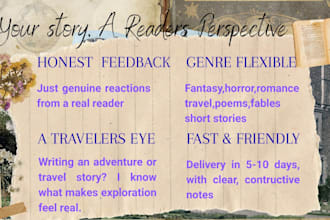 beta read your book and give honest and detailed feedback