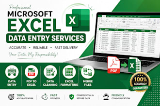 clean, PDF to excel, merge, data entry, split excel data