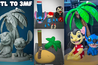add color to stl convert to 2d to 3d split parts for bambulab multicolor print