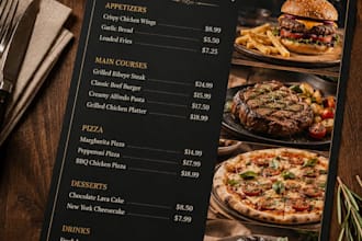 design a modern restaurant menu design in canva