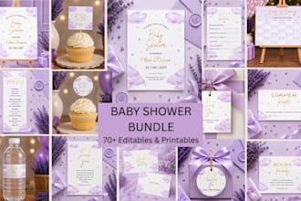 design baby shower invitation bundle in canva