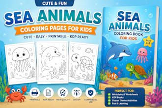 create 50 cute sea animals printable coloring pages