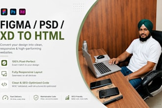 do responsive HTML conversion from figma, PSD, or xd