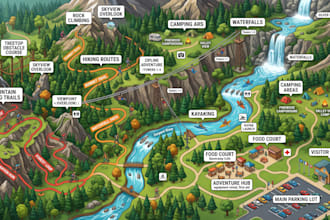 create tourist map, hiking trail map, campsite map, walking tour, island guide