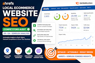 do ahrefs local ecommerce website seo competitors audit, dr da semrush analysis
