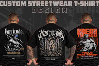 create custom streetwear t shirt, typography t shirt and graphic t shirt design
