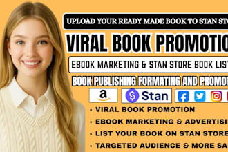 do viral book promotion,ebook marketing,and listing your book to your stan store