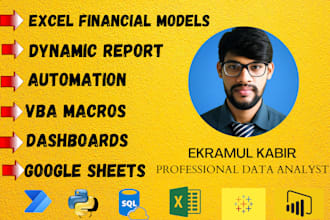 build excel financial models, automation, vba macros, dashboards, google sheets