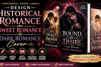 design historical romance, sweet romance or dark romance cover