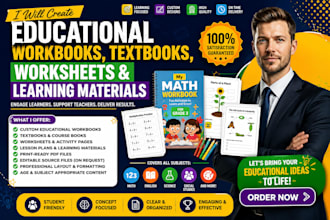 design, format educational workbook, textbooks, worksheets, curriculum plan