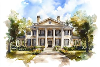 house in watercolor painting style