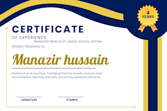 make a experience certificate for you