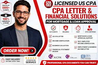 us CPA letter, income verification, valuation letter for mortgage, loan approval