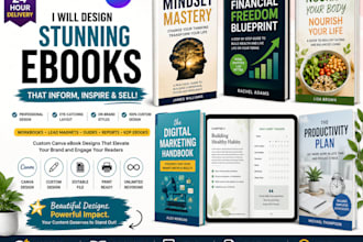 create ebook design, ebook formatting, canva ebook layouts and PDF layout design