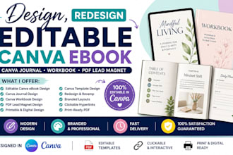 editable canva ebook, redesign canva journal, canva ebook design,PDF lead magnet
