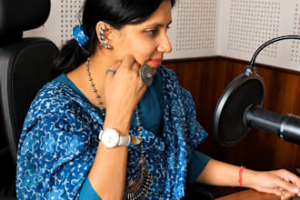 record hindi and english female voice over and narration
