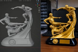 design 3d trophy, award, medal cup models stl 3mf for cnc 3d printing and render