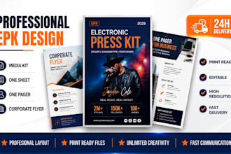 design professional electronic press kit epk one sheet one pager corporate flyer