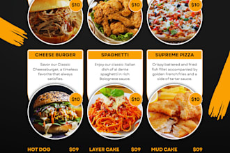 professional restaurant menu design for print and digital