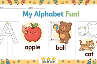 design creative educational worksheets for kids