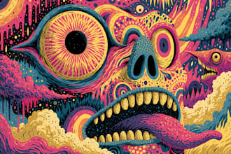 do colorful trippy psychedelic style illustration