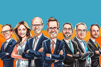 make a group cartoon caricature for a corporate or business