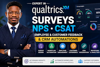 build qualtrics surveys nps csat employee customer feedback and CRM automations