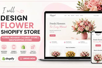 design flower shopify store floral bouquet florist store dropshipping store