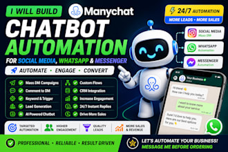 build manychat chatbot automation instagram mass dm whatsapp facebook messenger