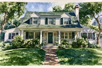 house in watercolor painting style