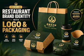 create premium restaurant brand identity with logo  packaging