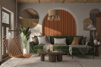 create boho, bali and scandinavian interior designs for homes or offices