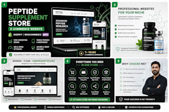 design peptide website, research peptide store, nutraceutical supplement store