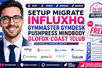setup migrate influxhq gymmaster gymdesk pushpress mindbody glofox coast 1club