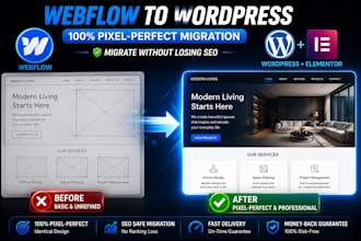 convert or migrate webflow website to wordpress elementor