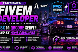create a custom fivem esx qbcore or qbox server and be your developer