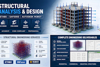 do structural analysis and design using etabs, sap2000, robot struct analysis