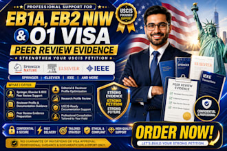 provide springer, elsevier and ieee peer review support for eb1a eb2 niw o1