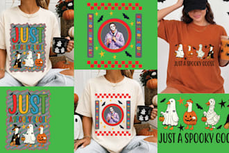 create custom halloween vintage retro t shirt design for pod
