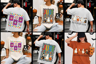 create custom halloween spooky t shirt design for you