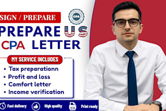 do US tax filling bookkeeping audit finicial statement balance sheet CPA letter