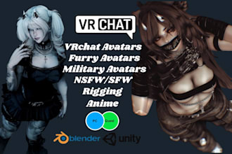 create vrchat avatar, furry avatar, vrc avatar, anime style character