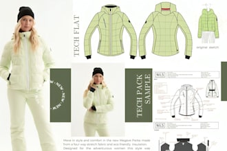 be your teck pack designer for outerwear cad sketch and ski coat, jacket, hoodie