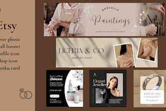 design attractive etsy shop banner,  kit for etsy shop,social media header