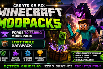 create or fix minecraft modpacks, forge to fabric mods pack, loot table datapack