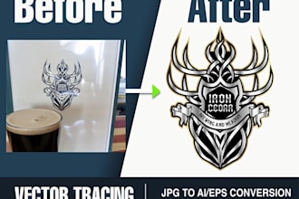 manually vector trace, transform logo, convert image to svg, ai, eps, PDF
