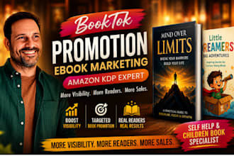do booktok promotion, ebook marketing, amazon kdp self help, children book