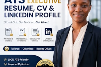 write an ats executive resume, CV and linkedin profile