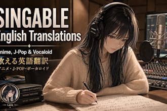 translate singable japanese song lyrics for vocaloid city pop and jrock covers