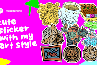 draw unique cute custom stickers